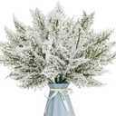 24PCS Artificial Pine Needles Branches 12.4" Christmas Greenery Stems Green Plants Fake Pine Sprigs Faux Pine Leaves Picks Crafts Sprays for Xmas Tree DIY Wreaths Garlands Home Decoration (24, Snow)