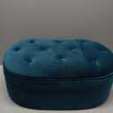 BIRDROCK HOME Tufted Oblong Velvet Ottoman - Mid Century Modern Upholstered Foot Rest with Steel Legs - Soft Padded Foot Stool, Accent or Vanity Chair for Living Room, Bedroom or Dorm (Teal)