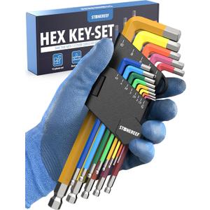 13-Piece Metric Allen Key Set – Long Arm Hex Wrench Set (0.7 mm to 10 mm) – Chrome Vanadium Steel – Ball End L-Shaped Hex Keys for Furniture, Bikes & Machinery