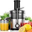 Juicer Machines, 1200W Centrifugal Juicer Extractor with 3" Feed Chute, Dual Speeds, Heavy Duty Full Copper Motor, 35oz Large Juice Jug, Stainless Steel, Silver