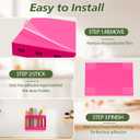 9.5" Large Acrylic Straw Holder for Cabinet Door, Reusable Straw Organizer Storge Container with Ventilation Holes for Cabinet & Countertops Super Strong Adhesive  Easy to Install (Pink)