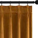 MIULEE Velvet Pinch Pleated Blackout Curtains 90 inches Long, Gold Brown Pleat Design Thermal Insulated Luxury Window Drapes for Living Room Bedroom with Hooks, Set of 2