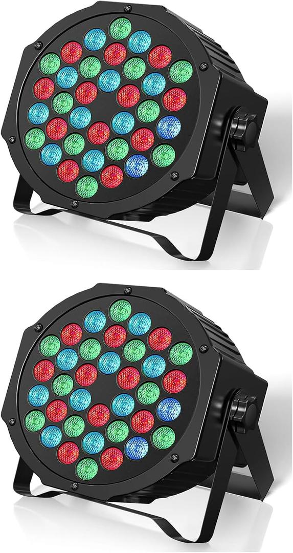Rechargeable Par Lights 36W RGB Battery Powered, Wireless LED Par Lights DJ Uplights Sound Activated& Remote Control for Wedding Events Club Party Church Stage Lighting, 2 Pack