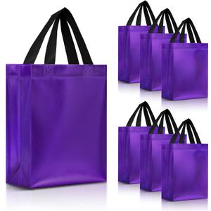 Nush Nush Shiny Purple Gift Bags Bulk, Set of 30 - Reusable Medium Gift Bags with Handles - Purple Goodie Bag Perfect for Halloween, Holidays, Birthday Party Favor, Small Business, Events - 8Wx4Dx10H