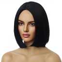 MAGQOO Black Wig for Women Black Bob Wig Short Black Wig Straight Black Wigs Middle Part Synthetic Heat Resistant Cosplay Costume Party Wigs (12 Inches)