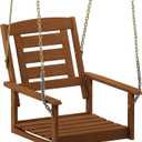Furinno Tioman Hardwood Patio / Garden / Outdoor 2ft Porch Swing, 1 Seater with Hanging Chains, Natural