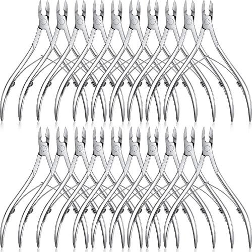 Chumia 20 Pcs Cuticle Trimmer Stainless Steel Cuticle Nippers, Nail Edge Cutter Clippers Dead Skin Trimmer Pointed Pedicure Manicure Nipper Remover Care Tools Bulk for Fingernails Toenails(Silver)
