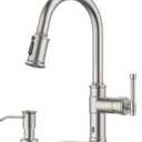 Touchless Kitchen Sink Faucet with Soap Dispenser Brushed Nickel, DAYONE Smart Motion Sensor Hands Free Faucet Kitchen with 3-Function Sprayer for Single/ 3-Hole Sink, DAY136TL-BN