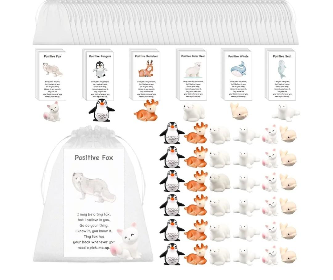 Cinnvoice 60 Sets Employee Appreciation Gifts Bulk Mini Penguin with Thank You Cards Cute Miniature Figurines Penguins for Coworkers Teacher Staff Team Fun Emotional Winter Holiday Gift