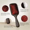 Boar Bristle Hair Brush for Women, Paddle Hairbrush Natural Boar Bristle for Thin Fine Hair Smooth Frizz Enhance Shine (Red)