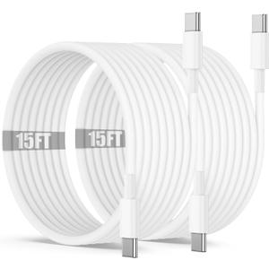 15ft USB C to C Charging Cable,Extra Long Fast Type C to C Charger Cord 5M for Apple iPhone 17 Pro Max/17 Air/16 Pro Max/15 Plus,MacBook Pro 2021/2020,iPad 12.9/11 inch/Mini/Air 5/4,Samsung Galaxy S25