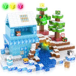 Winchoice 150PCS Magnetic Blocks Magnet Building Toys, Frozen World - Magnetic Cubes Blocks Light Up STEM Sensory Toys for Kids Toddlers Age 3+, 1 Inch