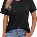 AUTOMET Womens Tshirts Short Sleeve Casual Summer Dressy T Shirts Crewneck Business Workout Basic Blouses Tops 2025 Spring Trendy Fashion Clothes Outfits Black S