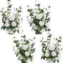 Ling's Moment 17.5" Tall Standing Artificial Flowers Arrangements 4 pcs Wedding Aisle Runner Chair Decorations White Sage Centerpieces for Ceremony Reception Rose Floral Party Outdoor Decor