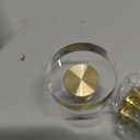 QOGRISUN 2 Pack Gold Cabinet Knobs, 1-1/4" Round Clear Glass and Brass Drawer Knobs, Modern Decorative Pulls for Kitchen Cupboard, Dresser & Bathroom Vanity Hardware