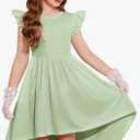 Girls Summer Dress Tween Flutter Sleeve High Low Formal Dresses for Wedding Party 8Y