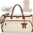 RAINSMORE Garment Bags for Travel Women Convertible Garment Duffle Bag for Hanging Clothes, Large Carry On Garment Bag with Shoe Bag & Wet Pocket, Foldable Dress Suit Business Travel Weekender Bags (BeigeBrown)