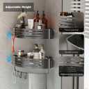 Voldra Corner Shower Caddy Suction Cup, Corner Shower Shelves No Drilling, Aluminum Upgrade Suction Cup Shower Organizer with Towel Bar & Hooks Removable Bathroom Storage Rack(3 Pack,Gray)