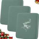 hyha Waterproof Couch Cushion Covers for Pets, Non Slip Sofa Seat Cover for Dogs Washable, Soft Thick Stretch Jacquard Fabric, Sofa Slipcovers with Elastic Bottom (3 Pieces, Green)