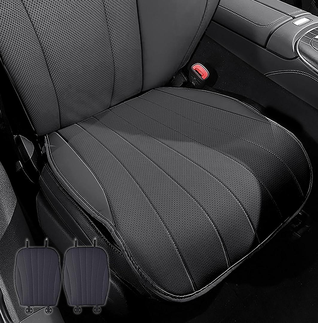 2PCS Leather Car Seat Cushions for Mercedes Benz GLE 350 GLE350 GLE 450 GLE450 2023-2026 Interior Accessories, Non-Slip Bottom All-Season Breathable, Front Seat Protector Cover Pads (Black)
