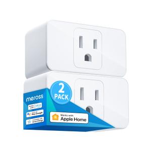 meross Smart Plug Mini, 15A & Reliable Wi-Fi, Support Apple HomeKit, Siri, Alexa, Echo, Google Assistant and Nest Hub, App Control, Timer, No Hub Needed, 2.4G WiFi Only, 2 pack