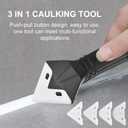 3 in 1 Silicone Caulking Tool Stainless Steelhead, 11Pcs Grout Removal Tools 5 Replacement Silicone Pads 3 Glass Glue Angle Scrapers, Caulk Remover for Kitchen Bathroom Window