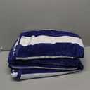 Great Bay Home 100% Cotton Velour 4 Pack Beach Towels 30" x 60" - Navy Cabana Stripe Pool Towels - Quick Dry, Large Swim Towels