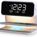 Alarm Clocks for Bedrooms,Wireless 15W Charging Station,Touch Adjustable 3 Level Brightness Bedside lamp,Alarm Clock for Heavy Sleepers,LCD Display withTemperature Display,Adapter and Charging Cable
