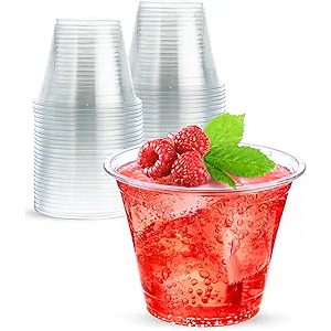 9 oz Clear Plastic Cups, 50 Pack 9oz Plastic Cocktail Party Cups, Disposable Wine Glasses Small Drinking Cups for Wedding, Punch Cup, Reusable Food Safe