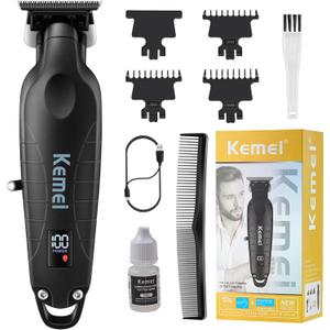 KEMEI 2293 Professional Hair/Beard Trimmer for Men Zero Gapped Hair Clippers for Barber with T Blade, Cordless Rechargeable