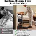 Step Stool with Handle for Adults- Step Stools for Seniors with Adjustable Handrail, Non-Skid Platform, Elderly, Foot Stool, Bed Steps for High Beds for Adults (2 Step Stool)