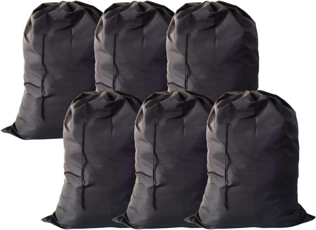 Extra Large Laundry Bag 6 Pack, Travel Laundry Bags with Drawstring Closure, 30"x40", for college, dorm and apartment dwellers (6Pcs Black)