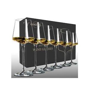 coccot Wine Glasses Set of 5,Crystal White Wine Glasses,Red Wine Glass Set, Wine Glasses Long stem,Clear Lead-Free Premium Blown Glassware (18.5oz,5 pack)