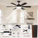 52 Inch Ceiling Fans with Lights, Upgraded 6 Blade Design, Remote Control, Ultra Quiet Reversible DC Motor, 6 Speeds, 3CCT Dimmable LED, Memory Function, Double Sided Blade for Bedroom Livingroom