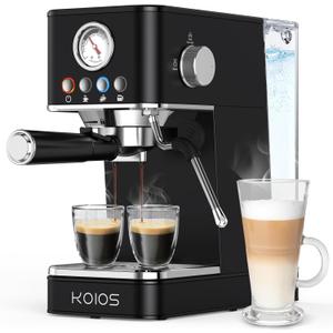 KOIOS Espresso Machine 20 Bar, Upgraded Espresso Maker with Milk Frother Steam Wand, Semi-Automatic Espresso Coffee Machines for Home, Cappuccino, Latte Maker with 58oz Removable Water Tank, Black