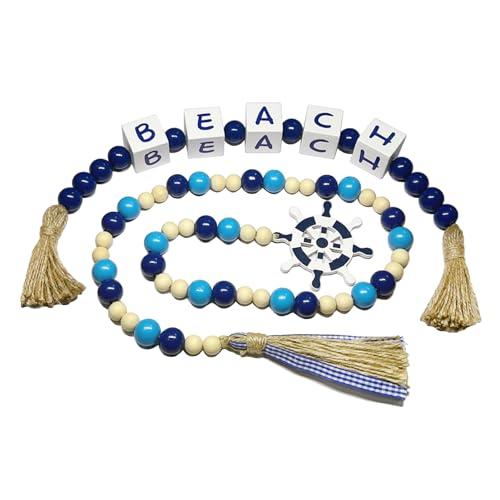 Pack of 2 Perfeso.L Farmhouse Wooden Letter Block Sign and Boho Tassel Bead Garland Beach Lake House Decor for Bathroom, 2-Pcs Set Blue Bead Garland with Tassels Home Decoration Pack of 2 Perfeso.L Farmhouse Wooden Letter Block Sign and Boho Tassel Bead Garland Beach Lake House Decor for Bathroom, 2-Pcs Set Blue Bead Garland with Tassels Home Decoration