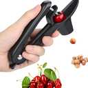 Cherry Pitter, Heavy-Duty Stainless Steel Olive and Cherry Pitters Corer Tool with Space-Saving Lock Design, Multi-Function Cherries Stoner Seed Remover Tool for Making Cherry Jam (Black)
