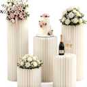 5pcs White Pedestal Stand Wedding Pillars Columns Cylinder Stands for Party