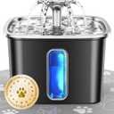 Veken Innovation Award Winner Stainless Steel Cat Water Fountain, 108oz/3.2L Automatic Pet Fountain Dog Water Dispenser with Replacement Filters & Silicone Mat for Cats, Dogs (Space Black) (108oz (Higher Fill Line))