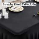 2 Pack Black Spandex Table Covers for 6 Foot Rectangle Tables, Wrinkle Free Fitted Tablecloths 6ft Stretch Table Clothes with Skirt for Parties Weddings Birthday Banquet Baby Shower