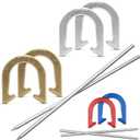 GoSports Steel Horseshoes Outdoor Game Set - Gold & Silver or Red & Blue - Official Size and Weight