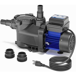 Aquastrong 2/3 HP Above Ground Pool Pump with Timer, 115V, 3000GPH, 1.25"&1.5''adapter, High Flow, Powerful Self Primming Swimming Pool Pumps with Filter Basket, Navy Blue