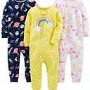 Simple Joys by Carter's Baby Boys' 3-Pack Snug Fit Footless Cotton Pajamas, Navy Space/White Dinosaur/Yellow Dots, 12 Months