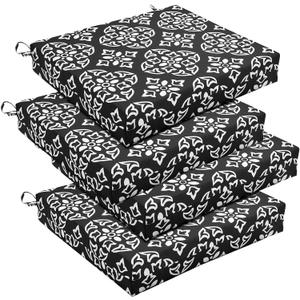 Basic Beyond Outdoor Chair Cushions Set of 4, Square Corner Outdoor Cushions for Patio Furniture, Water Resistant Patio Chair Cushions with 2 Ties, 18.5x16x3, Medallion