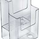 Azar Displays 252032 Clear Two-Tier Tri-Fold Brochure Holder, Acrylic Boxes for Display - Table Menu Holder Stands (4.25 W by 3.75 D by 7 H)-Tabletop Pamphlet Holder - 2-Pack