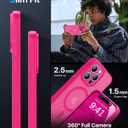 Magnetic for iPhone 16 Pro Case,Upgraded [Full Camera Protection][Compatible with Magsafe][Military Grade Protection] Shockproof Slim Translucent Matte Phone Case for iPhone 16 Pro,Hot Pink