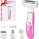 Women Face Epilator, 4-in-1 Body Shaver and Facial Epilator, Hair Removal for Face, Waterproof Facial Hair Remover for Armpits, Arms, Legsm, Bikini