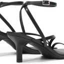 DREAM PAIRS Women's Low Kitten Heels Strappy Open Square Toe Ankle Strap Sexy Fashion Comfort Dress Shoes Party Heeled Sandals (Black)
