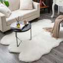 Carvapet Soft Fluffy Rugs Faux Fur Sheepskin Area Rug for Bedroom Floor Mat Carpet for Living Room Nursery 4 x 6 Feet,White