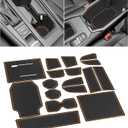 Center Console Liner for Honda Accord Accessories 2023 2024 2025 2026 Cup Holder Insert Coaster Non-Slip Anti Dust Door Pocket Pad Slot Mat Premium Interior Trim 17Pcs Set (Orange Trim)